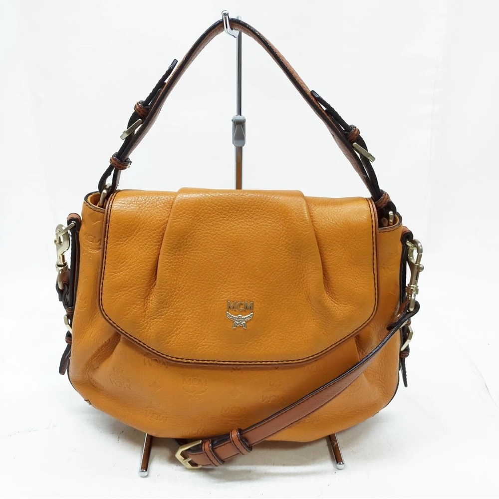 MCM Tan Leather Shoulder Bag MCM Hand Bag  Brown Leather Crossbody bag